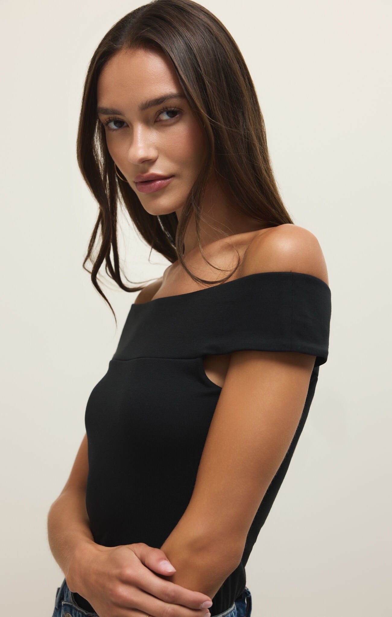 Z Supply Second Skin Off Shoulder Top - BLACK