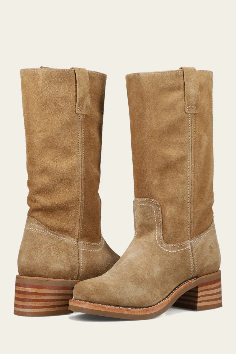 FRYE 12R Campus Boot - TAN BUCK - COW SUEDE