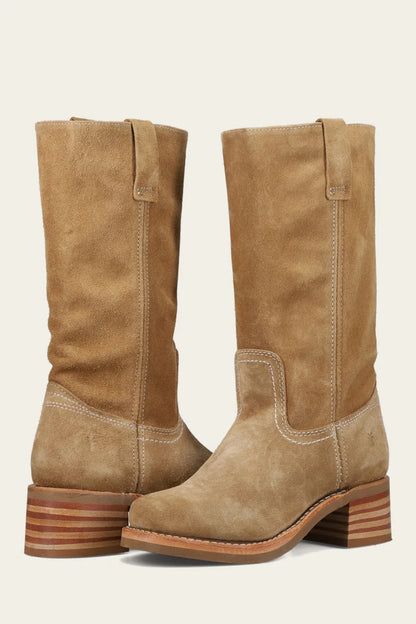 FRYE 12R Campus Boot - TAN BUCK - COW SUEDE