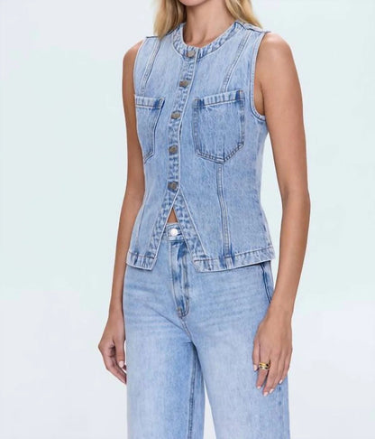 Pistola Gia Fitted Collarless Vest - GAZE