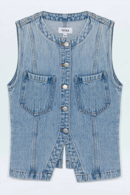 Pistola Gia Fitted Collarless Vest - GAZE