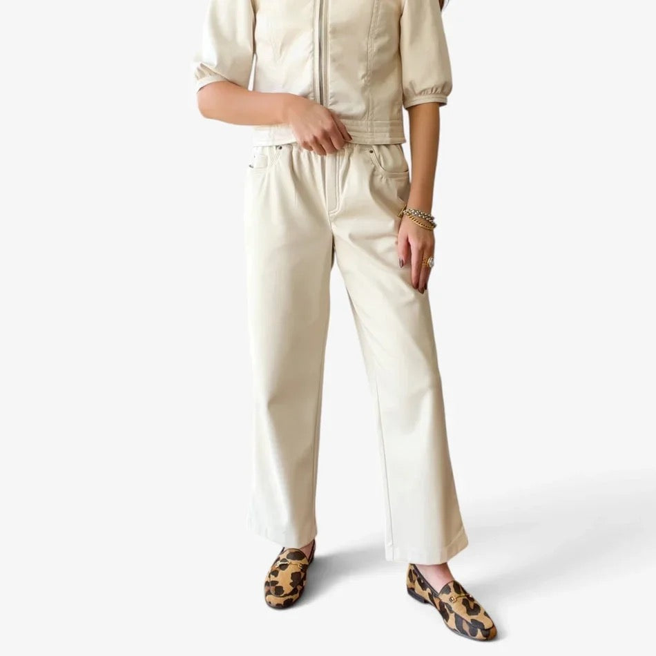 MN Gustave Faux Leather Trouser CREAM