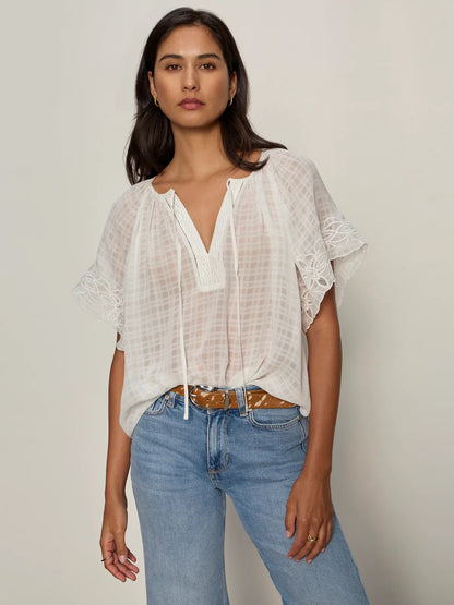Sanctuary Easy Brunch Embroidered Blouse - CHALK
