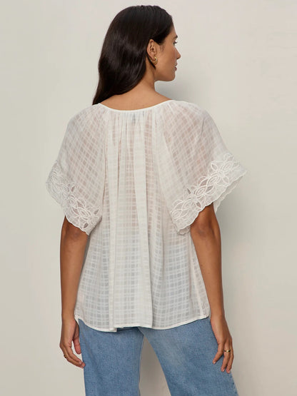 Sanctuary Easy Brunch Embroidered Blouse - CHALK