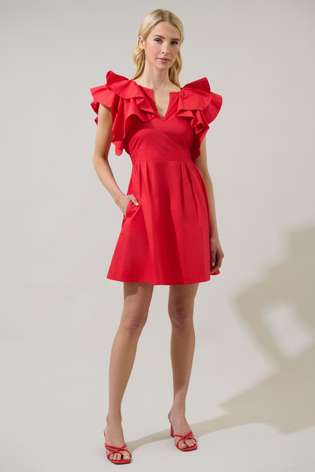 Sugarlips Wilma Ruffle Mini Dress - RED