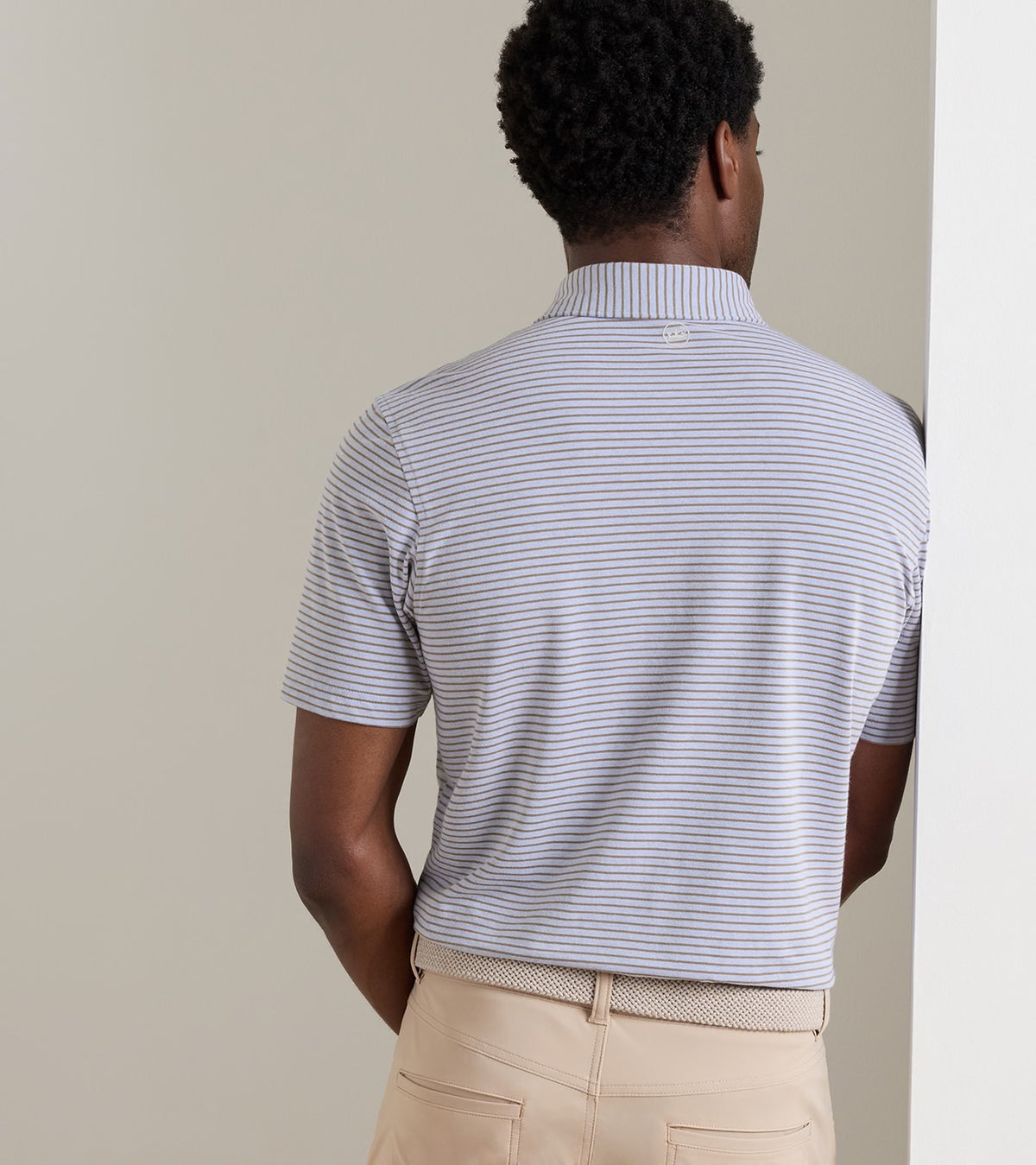 Peter Millar Crown Crafted Albatross Stripe Cotton-Blend Pique Polo - WINDY BLUE/LIGHT MOCHA