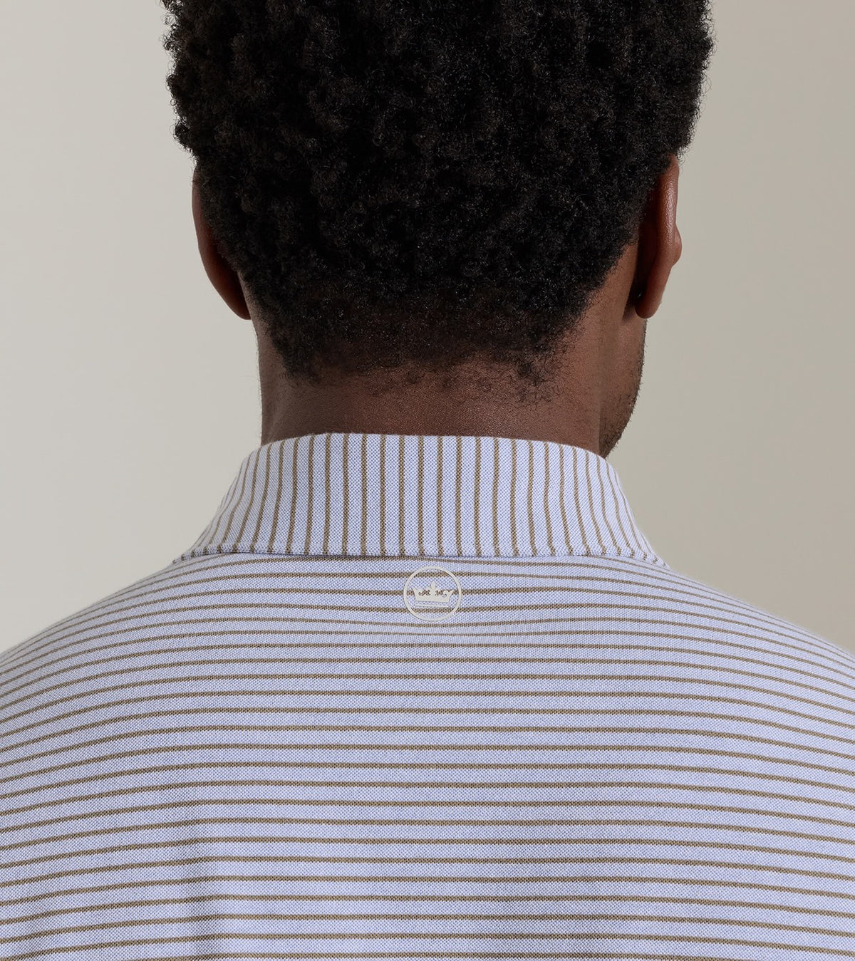 Peter Millar Crown Crafted Albatross Stripe Cotton-Blend Pique Polo - WINDY BLUE/LIGHT MOCHA
