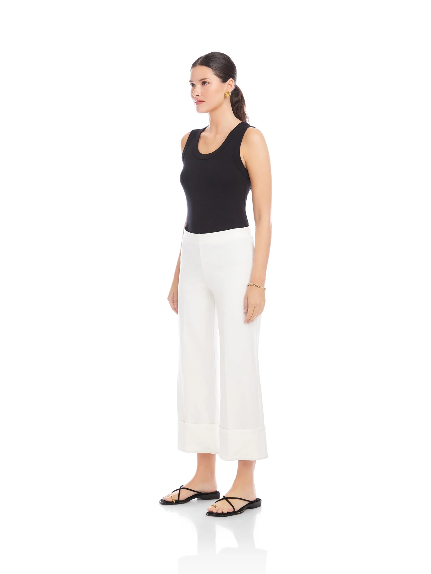 Fifteen Twenty Regina Cuff Cropped Pants - OFF WHITE