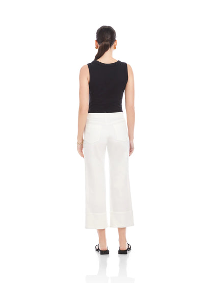 Fifteen Twenty Regina Cuff Cropped Pants - OFF WHITE