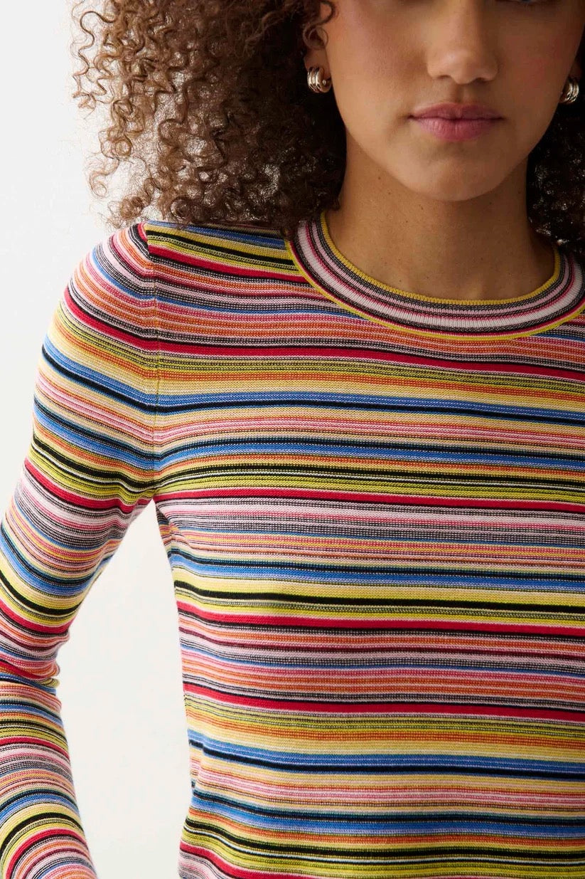 Pistola Madison LS Crew Neck Sweater Tee - MULTI STRIPE