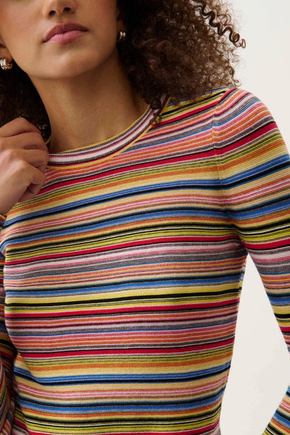 Pistola Madison LS Crew Neck Sweater Tee - MULTI STRIPE