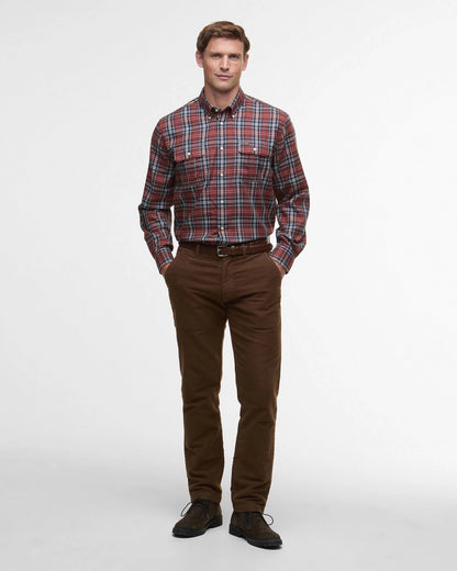 Barbour Saldon Thermo Weave Checked Shirt - FIRED BRICK