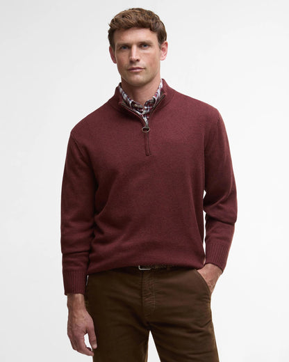 Barbour Kelson Half-Zip Jumper - FIRED BRICK