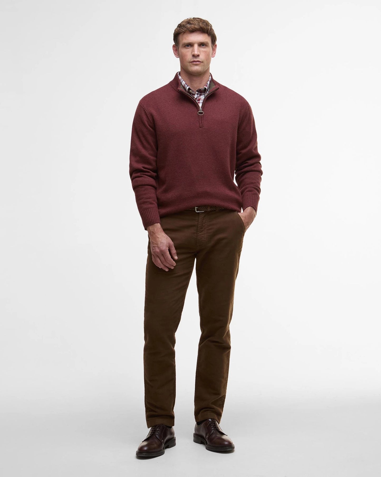 Barbour Kelson Half-Zip Jumper - FIRED BRICK