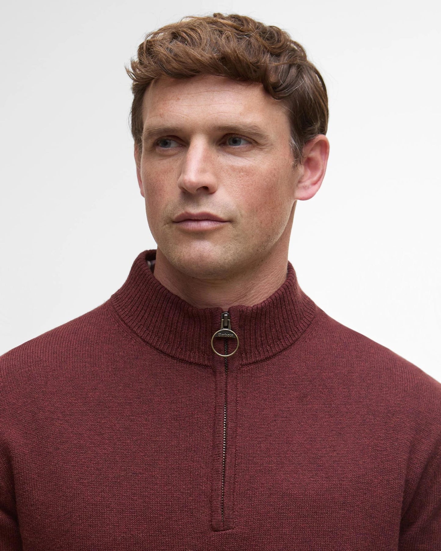 Barbour Kelson Half-Zip Jumper - FIRED BRICK
