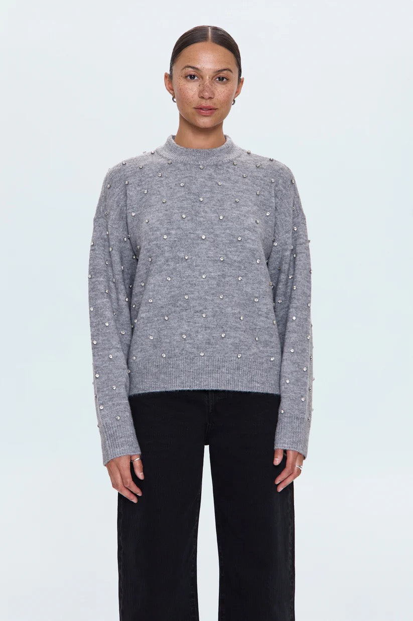 Pistola Aura Relaxed Crew Neck Sweater - CHARCOAL DIAMONTE