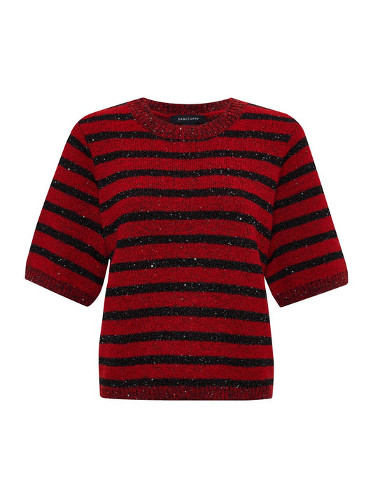 Sanctuary SS Shine Sweater Tee - CHERRY LACQUER SHINE