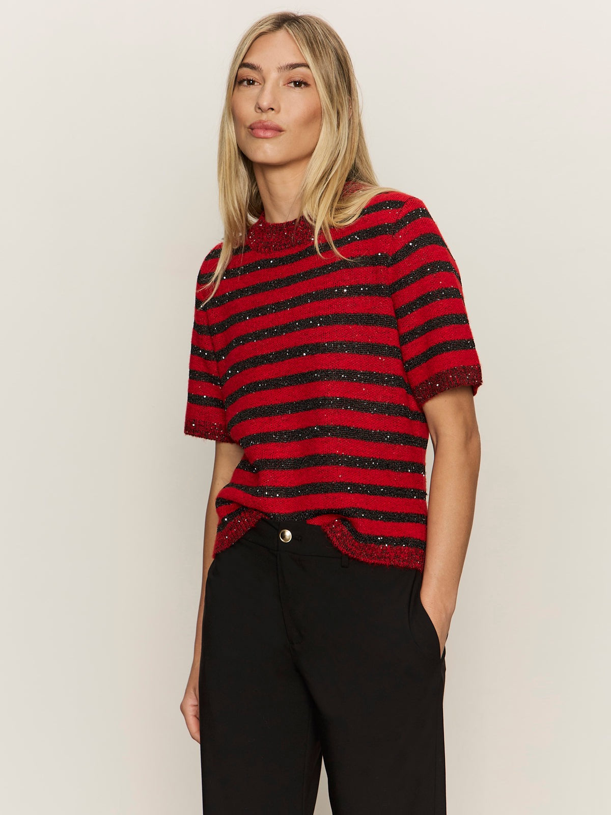 Sanctuary SS Shine Sweater Tee - CHERRY LACQUER SHINE