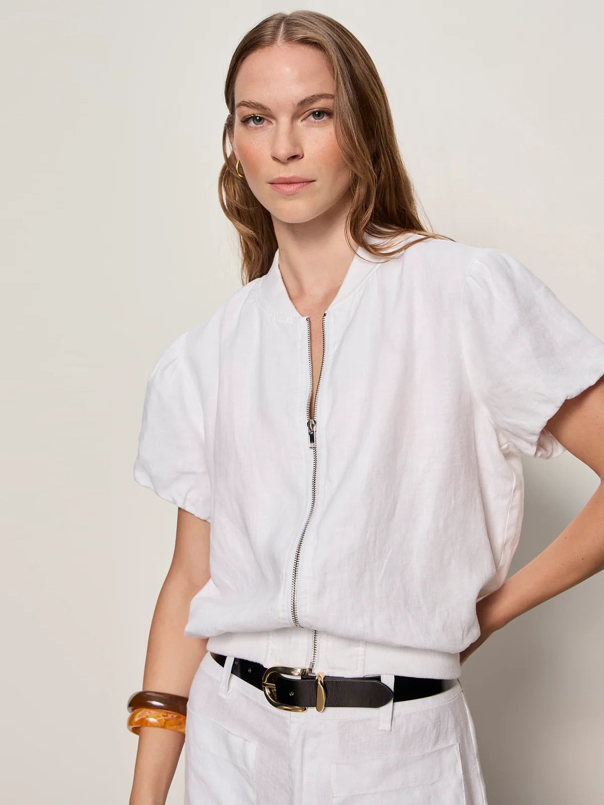 Sanctuary Everly Linen Bomber - WHITE