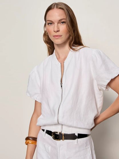 Sanctuary Everly Linen Bomber - WHITE