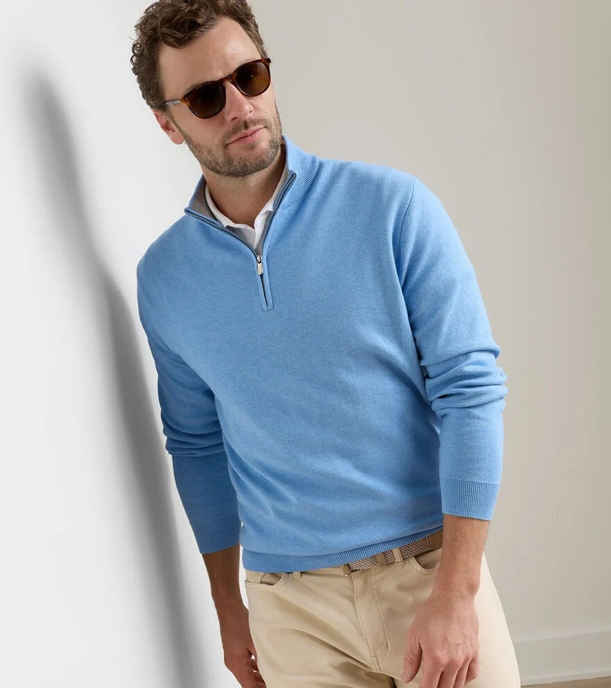 Peter Millar Coolspun Cotton Quarter-Zip Sweater - BLUEBIRD