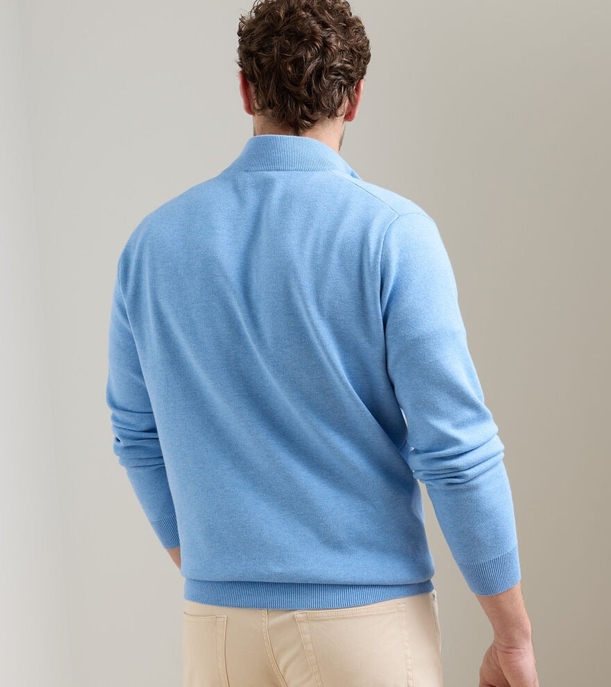 Peter Millar Coolspun Cotton Quarter-Zip Sweater - BLUEBIRD
