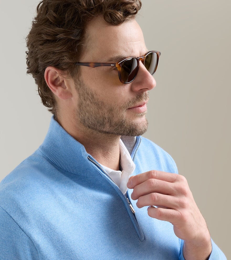 Peter Millar Coolspun Cotton Quarter-Zip Sweater - BLUEBIRD