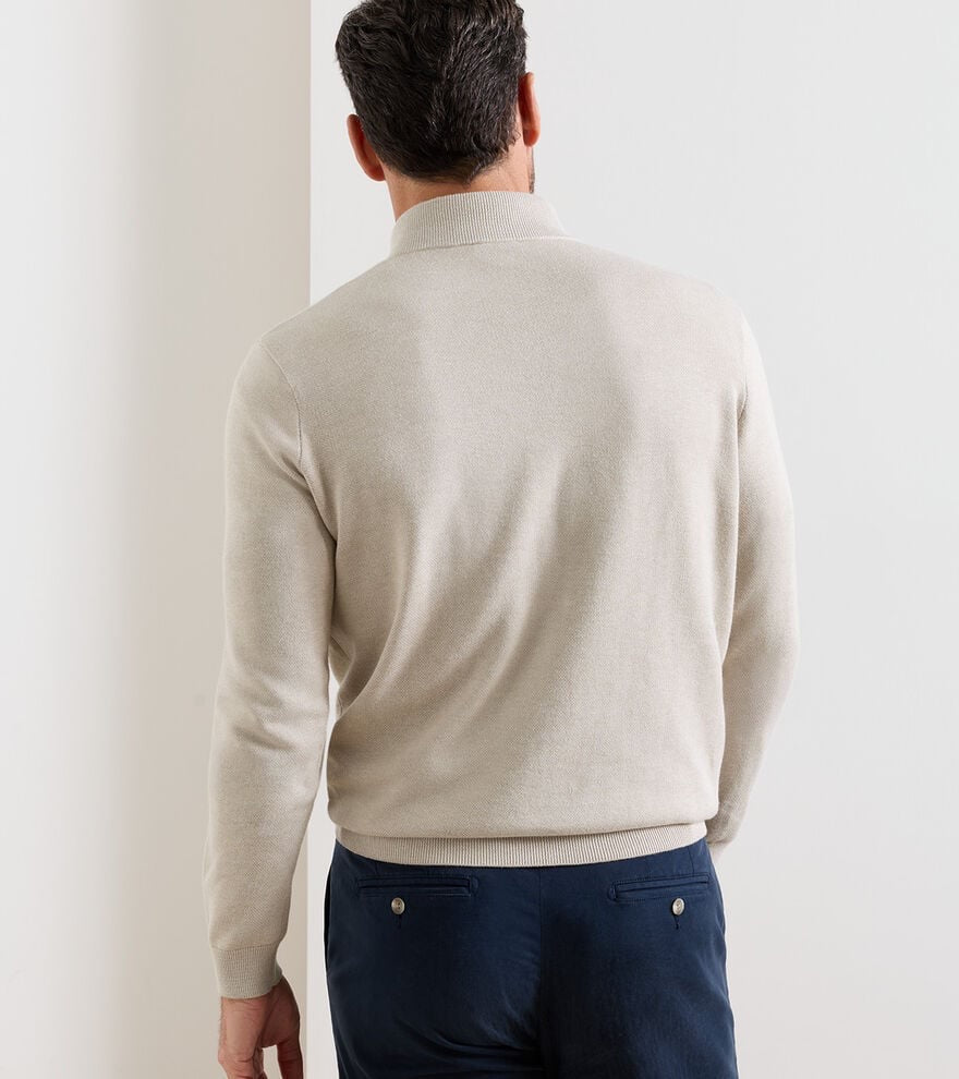 Peter Millar Cool Spun Birdseye Quarter-Zip Sweater - TRUFFLE