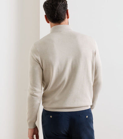 Peter Millar Cool Spun Birdseye Quarter-Zip Sweater - TRUFFLE
