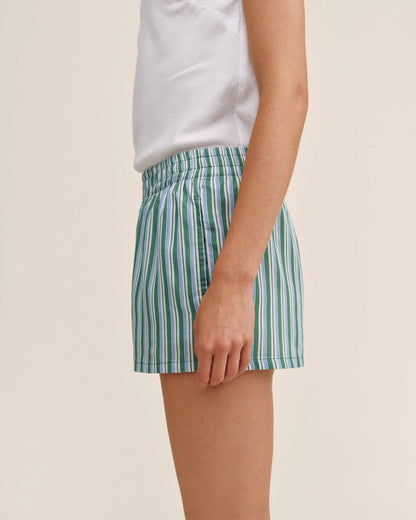 Bella Dahl Boxer Short - EMERALD SURF STRIPE