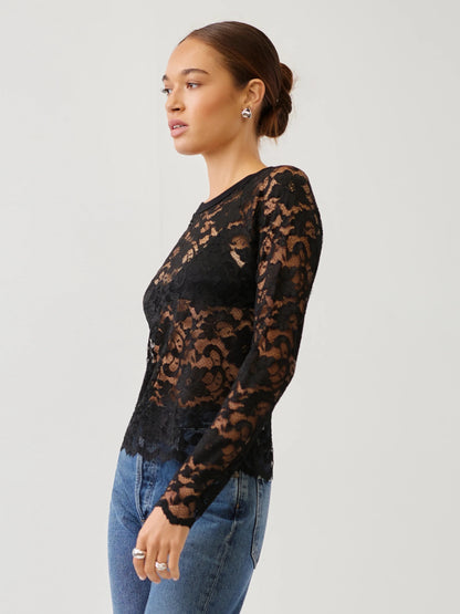 Fifteen Twenty Marlena Lace Top - BLACK