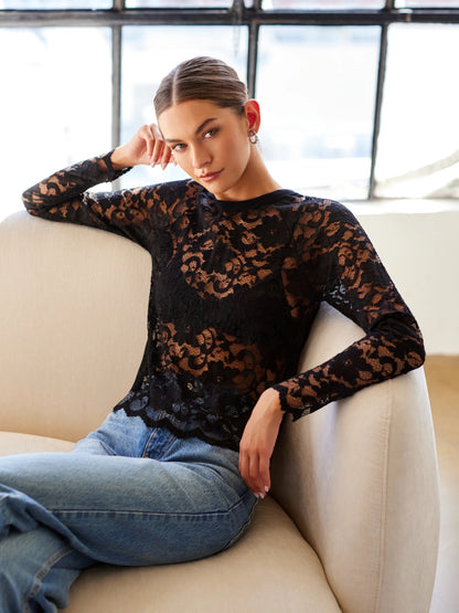 Fifteen Twenty Marlena Lace Top - BLACK