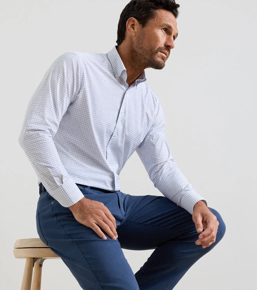 Peter Millar Rommel Performance Twill Sport Shirt- CLOUDY BLUE