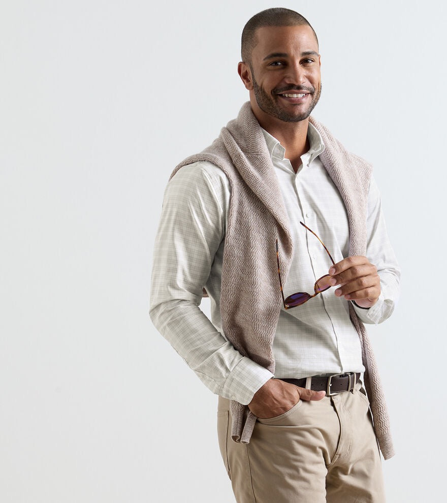 Peter Millar Douglas Crown Lite Cotton-Stretch Sport Shirt - TRUFFLE