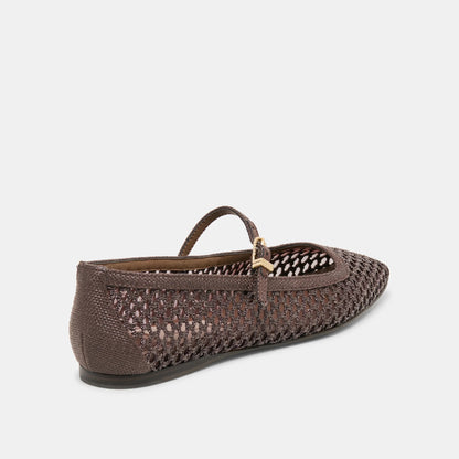 Dolce Vita Reyes Ballet Flats - CHOCOLATE WOVEN RAFFIA