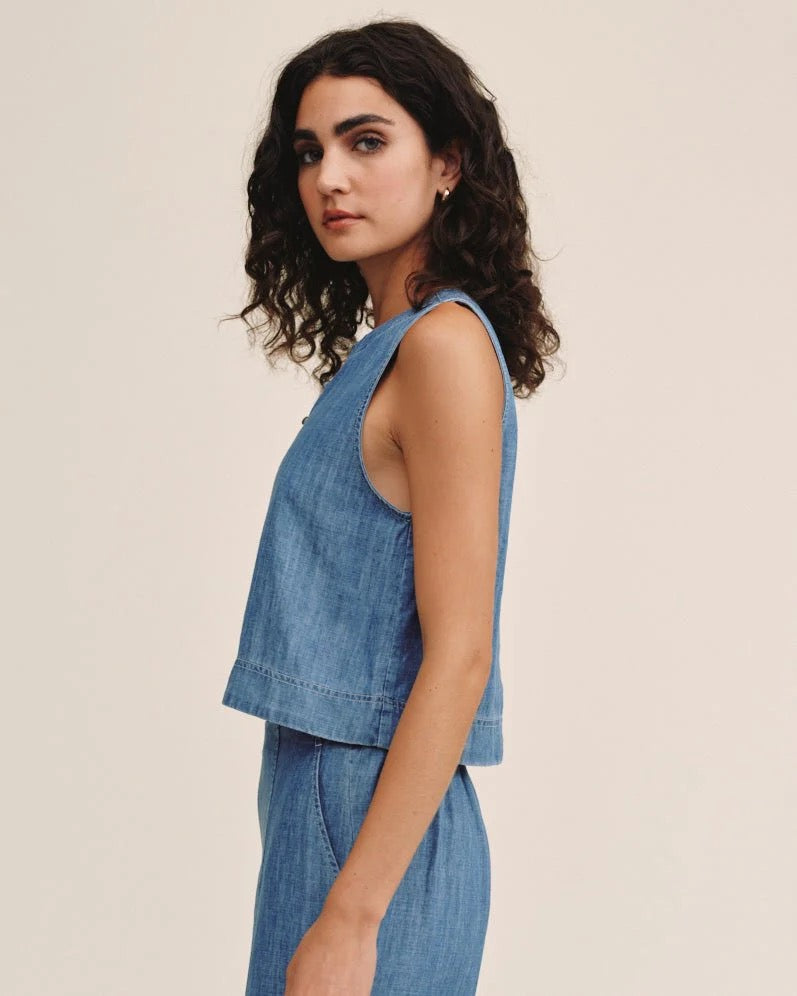 BDA Sleeveless Placket Pullover ISLAND BLUE WASH