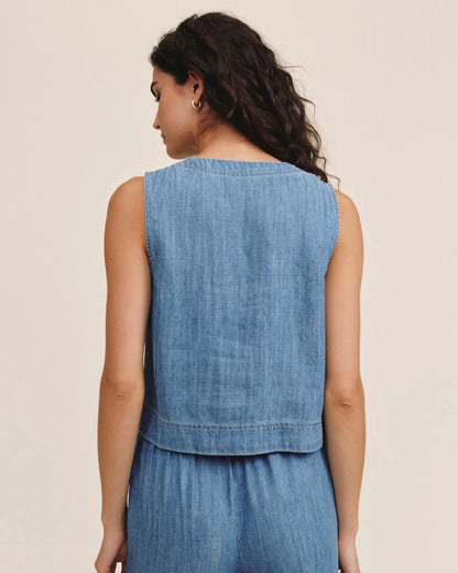 BDA Sleeveless Placket Pullover ISLAND BLUE WASH