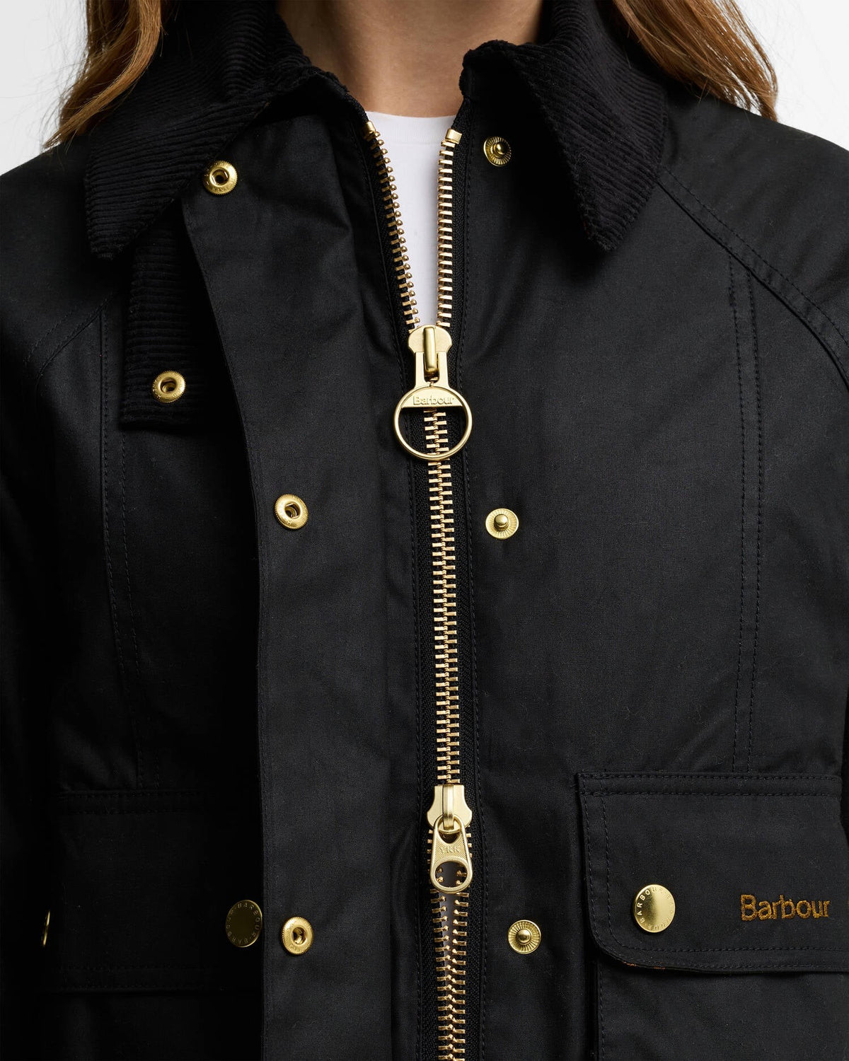 Barbour Cropped Beadnell Waxed Jacket - BLACK/CLASSIC