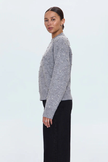 Pistola Aura Relaxed Crew Neck Sweater - CHARCOAL DIAMONTE