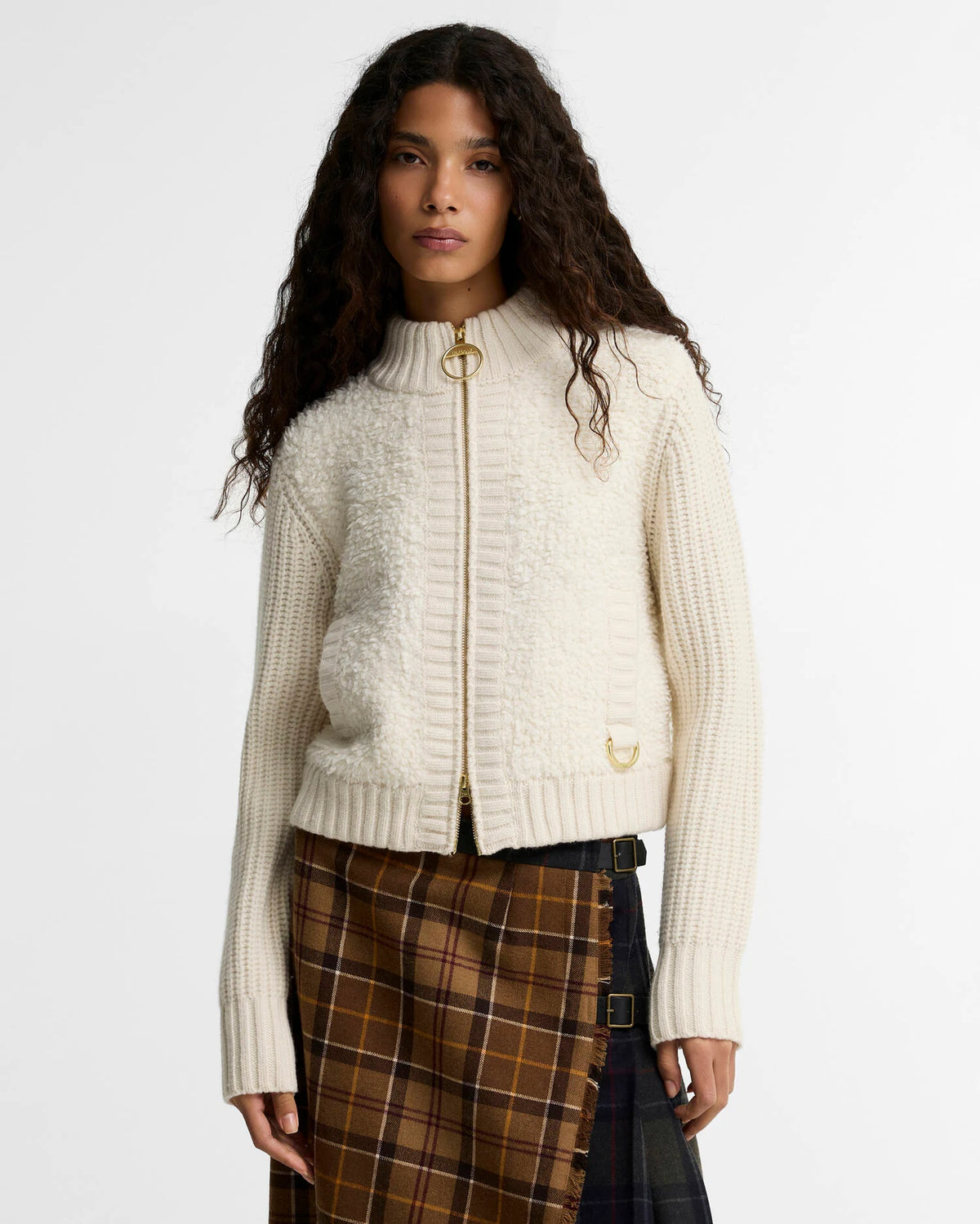 BA Hazelwood Zip-Through Knit ECRU