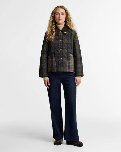 Barbour Tartan Reimagined Icons Tartan Cropped Liddesdale Quilted Jacket - SHADOW