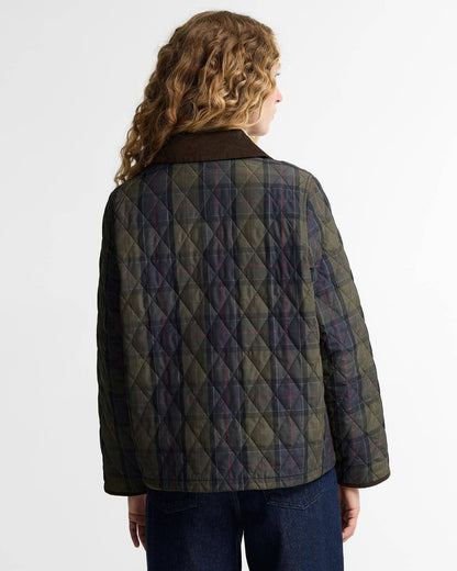 Barbour Tartan Reimagined Icons Tartan Cropped Liddesdale Quilted Jacket - SHADOW