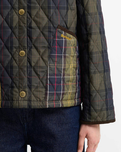 Barbour Tartan Reimagined Icons Tartan Cropped Liddesdale Quilted Jacket - SHADOW