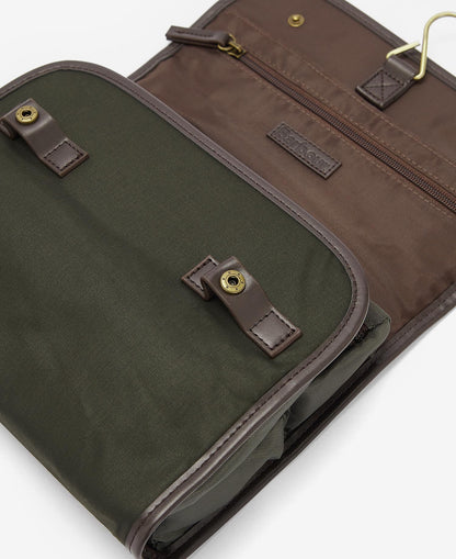 Barbour Wax Hanging Washbag - OLIVE