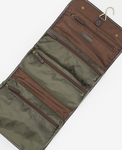 Barbour Wax Hanging Washbag - OLIVE