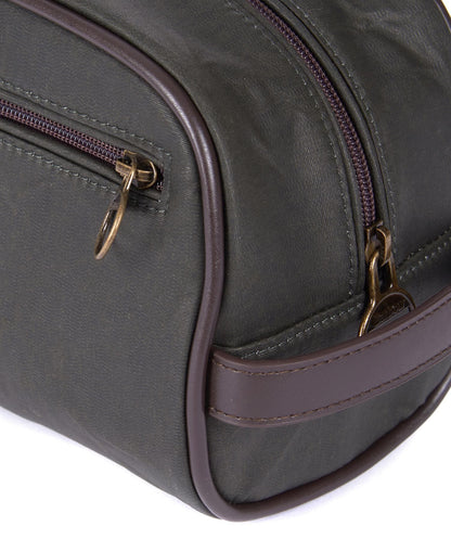 Barbour Wax Washbag - OLIVE/BROWN