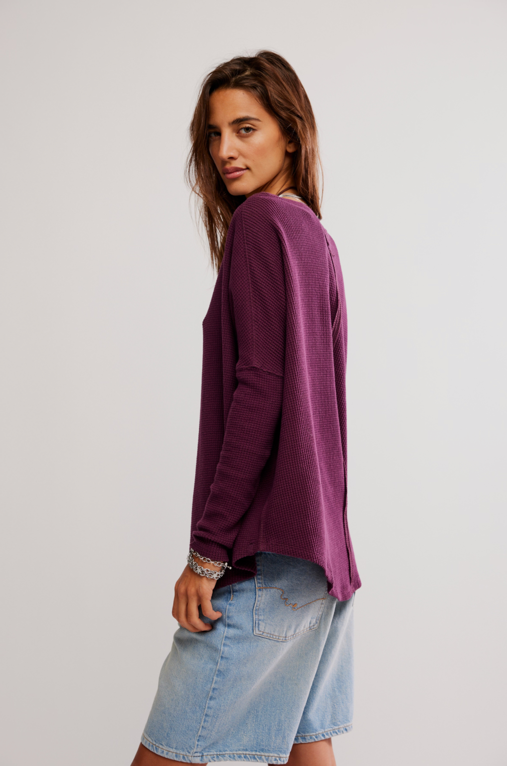 Free People Latte Blues Thermal Solid - CHOCOLATE GRAPE