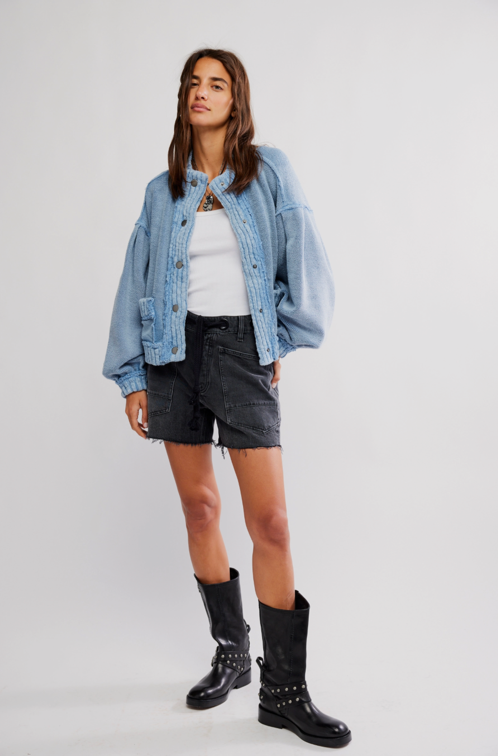 Free People Cute In This Cardi - DUSTY BLUE