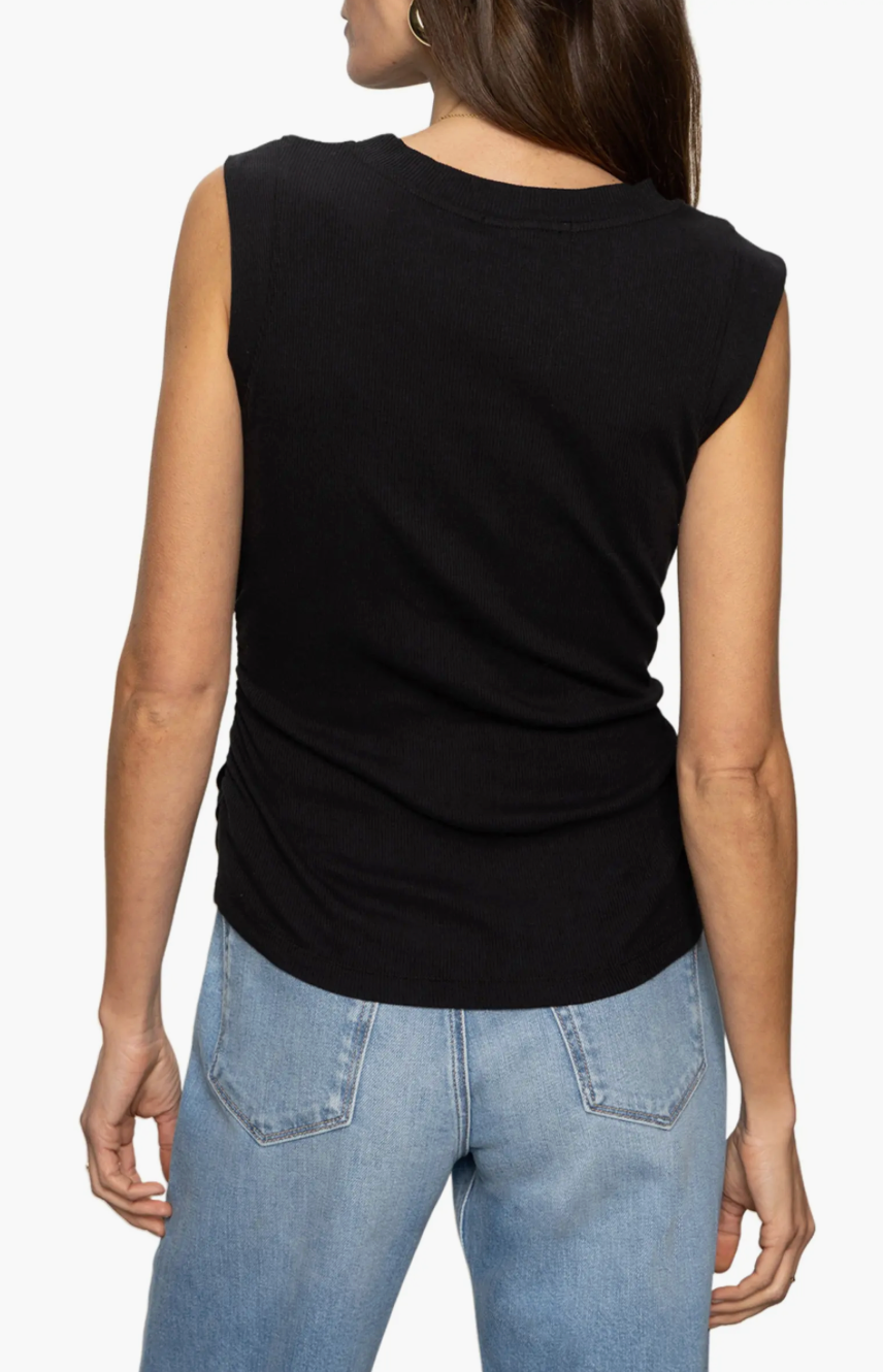 SA Ribbed Ruched Tank BLACK