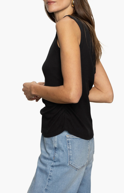 SA Ribbed Ruched Tank BLACK